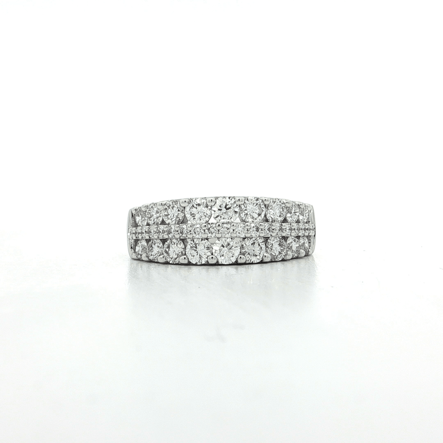 Nearly Flawless Colorless Diamond Three-Row Anniversary Ring (1 1/2 ct.) 14k White Gold