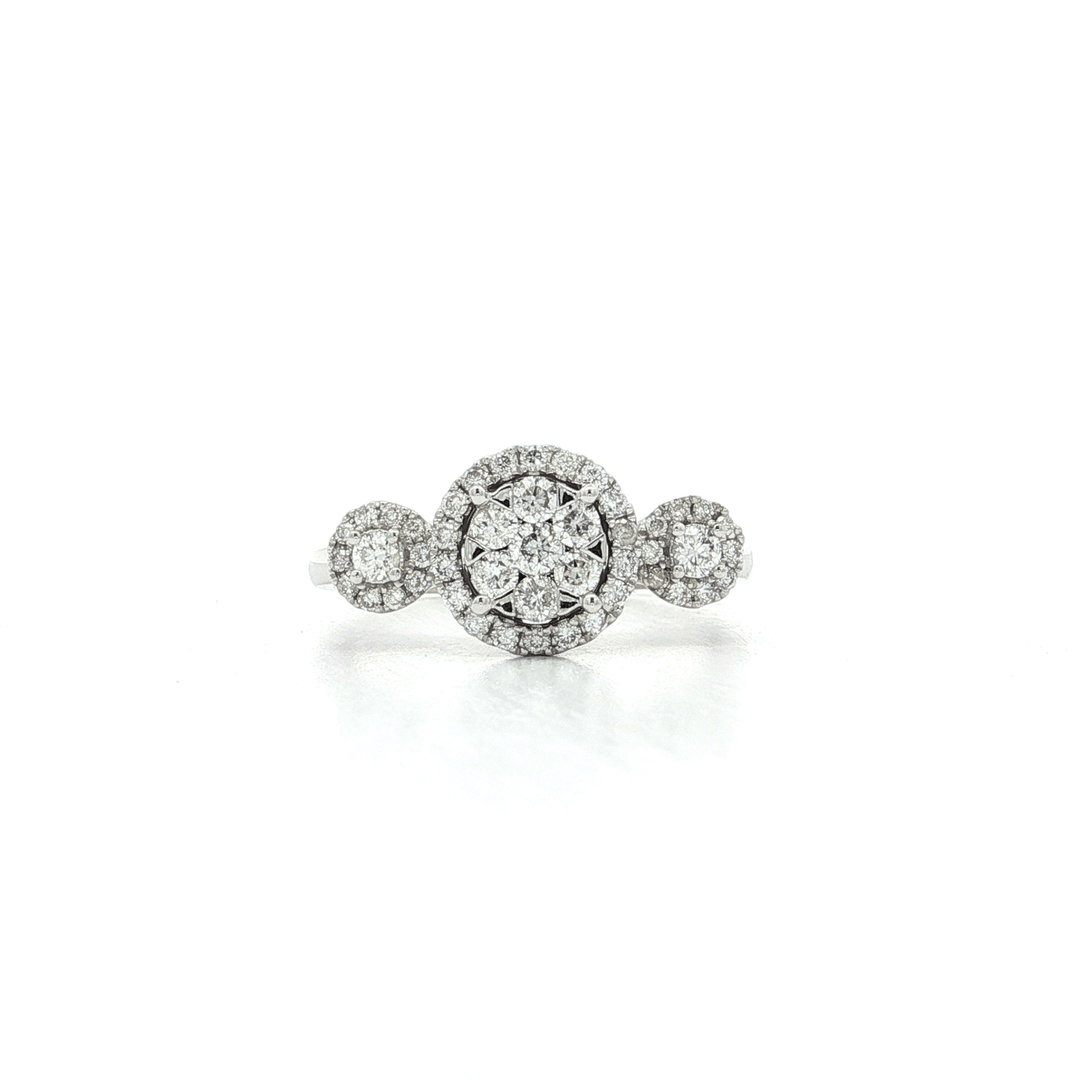 0.56 CTW of Colorless Natural Diamonds in a Triple Cluster Triple Halo Ring in 14kt White Gold – Jewelry Depot, Inc.