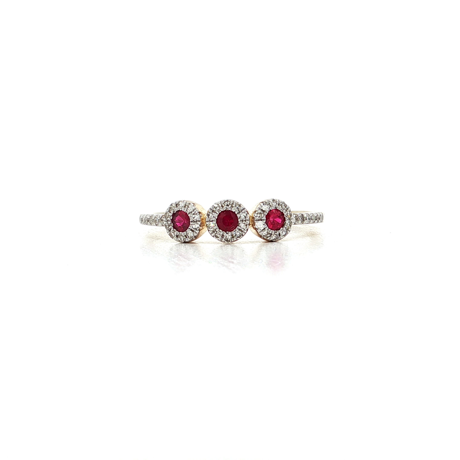 Ruby & Diamond Three Stone Ring (1/3 ct. tw.) 14k Yellow Gold