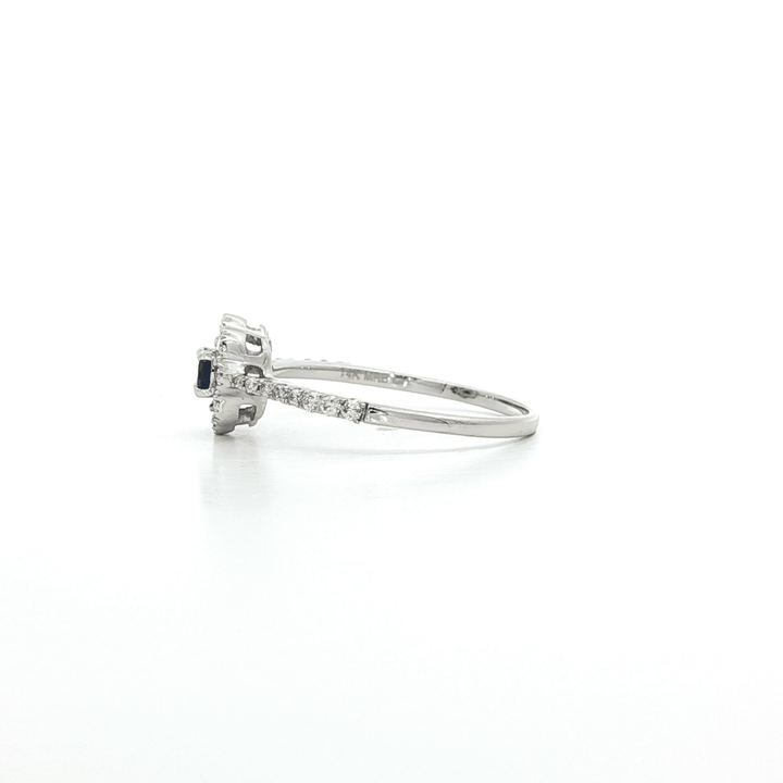 0.36 CTW Natural Diamond & 0.16 CTW Deep Blue AAAA Grade Natural Sapphire Flower Ring in 14kt White Gold – Jewelry Depot, Inc.