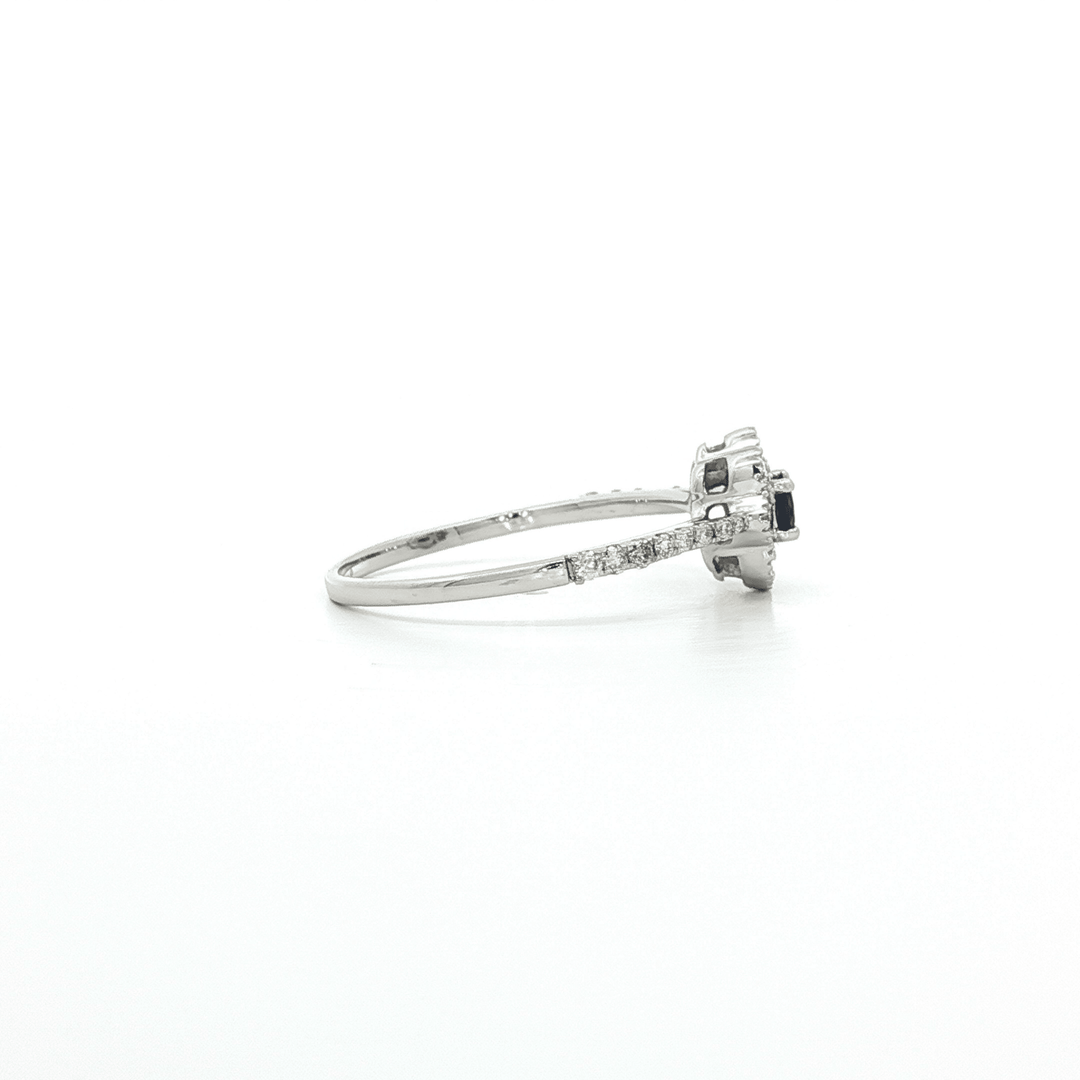 0.36 CTW Natural Diamond & 0.16 CTW Deep Blue AAAA Grade Natural Sapphire Flower Ring in 14kt White Gold – Jewelry Depot, Inc.