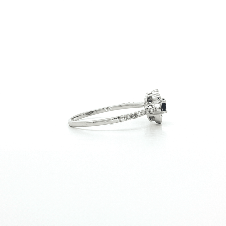 0.36 CTW Natural Diamond & 0.16 CTW Deep Blue AAAA Grade Natural Sapphire Flower Ring in 14kt White Gold – Jewelry Depot, Inc.