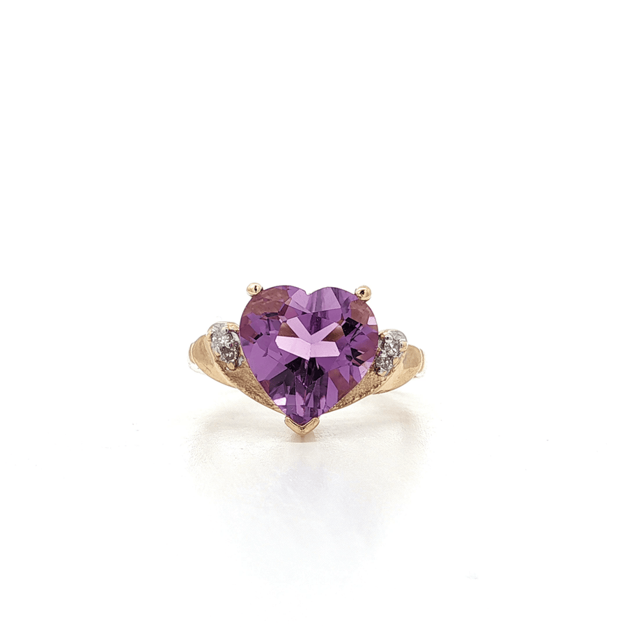 Heart Shape Amethyst & Diamond Ring (3 1/4 ct. tw.) 10k Yellow Gold