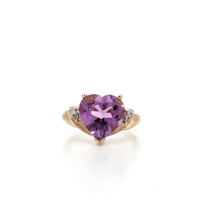 Heart Shape Amethyst & Diamond Ring (3 ¼ ct. tw.) in 10k Yellow Gold