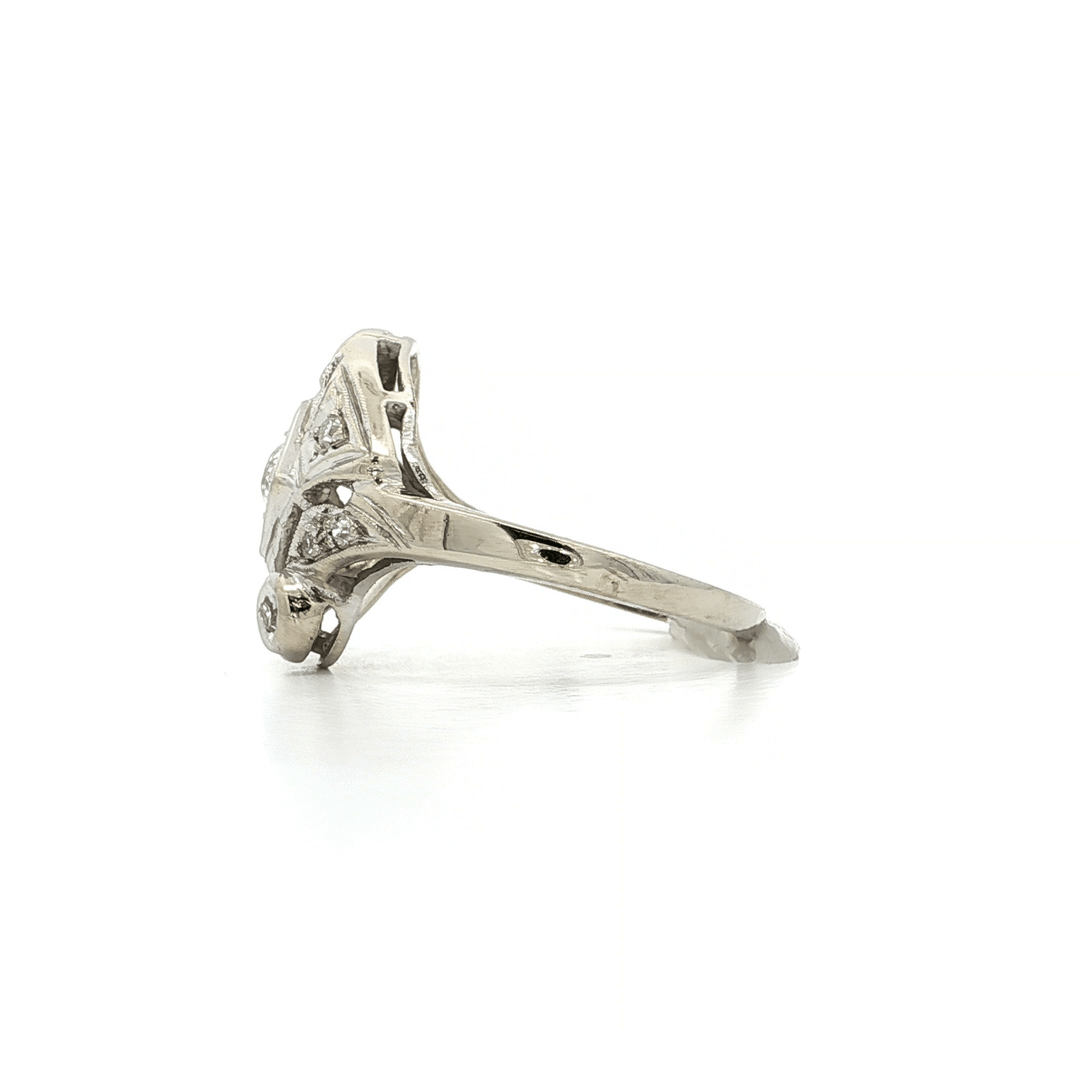 0.55 CTW Antique Style Natural Diamond Cocktail Ring in 14kt White Gold – Jewelry Depot, Inc.