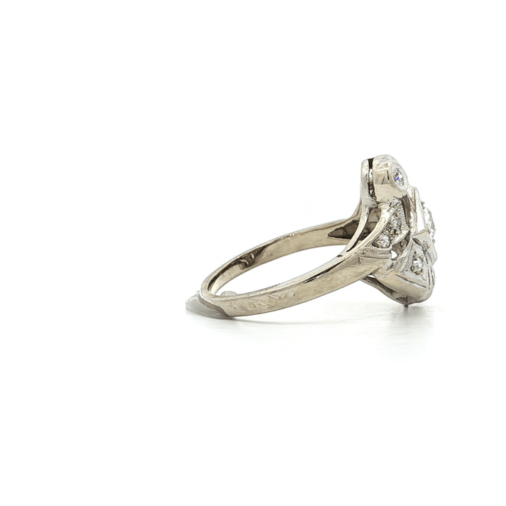 0.55 CTW Antique Style Natural Diamond Cocktail Ring in 14kt White Gold – Jewelry Depot, Inc.