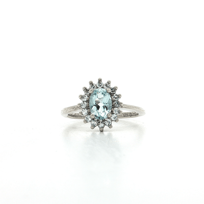 0.67 CT AAA Natural Oval Shape Aquamarine & CZ Halo Ring in Sterling Silver – Jewelry Depot, Inc.