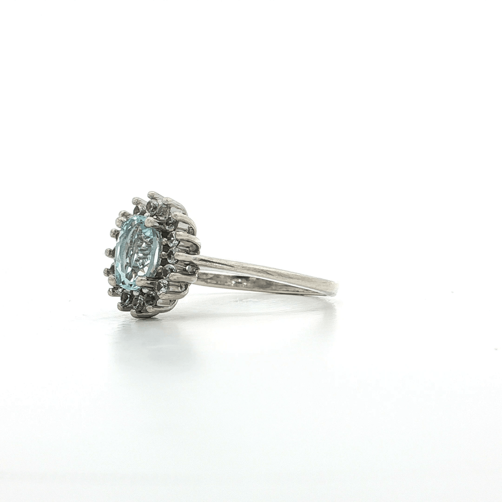 0.67 CT AAA Natural Oval Shape Aquamarine & CZ Halo Ring in Sterling Silver – Jewelry Depot, Inc.