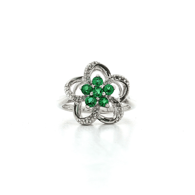 Flower Fashion Green & White CZ Ring in Sterling Silver – Jewelry Depot, Inc.