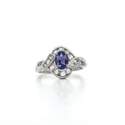 Tanzanite - Purple CZ Halo Ring in Sterling Silver – Jewelry Depot, Inc.