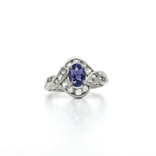 Tanzanite-Purple CZ Halo Ring in Sterling Silver