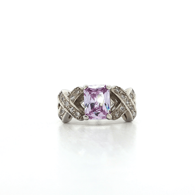 Hugs & Kisses Light Amethyst Color Emerald Cut CZ Ring in Sterling Silver – Jewelry Depot, Inc.