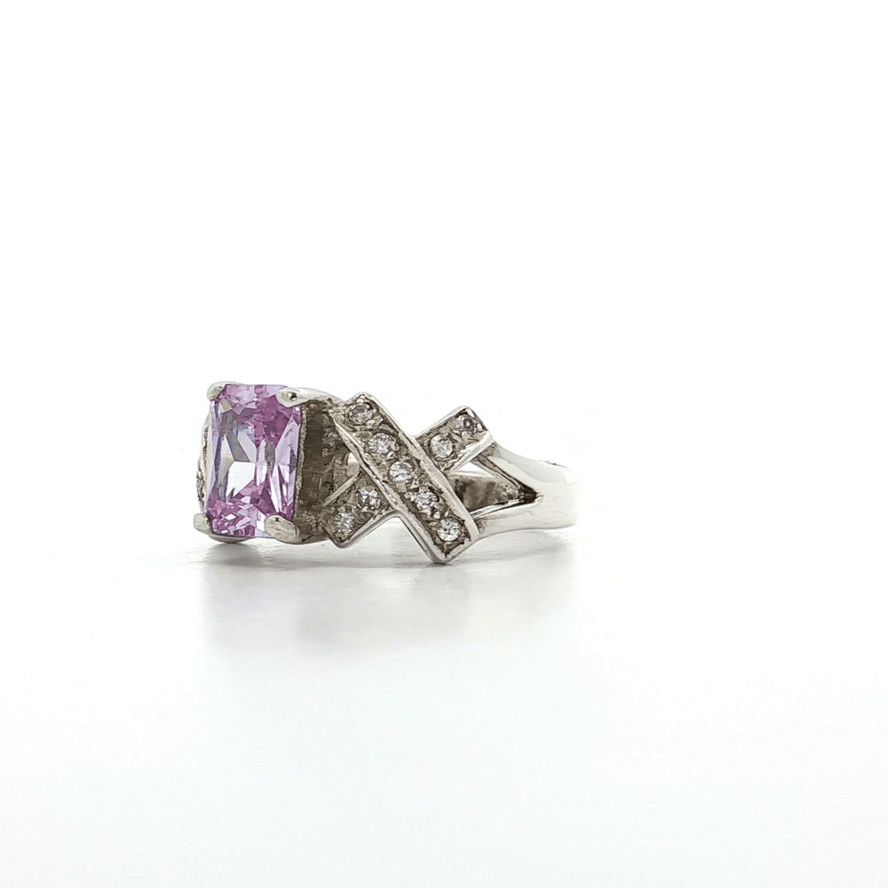 Hugs & Kisses Light Amethyst Color Emerald Cut CZ Ring in Sterling Silver – Jewelry Depot, Inc.