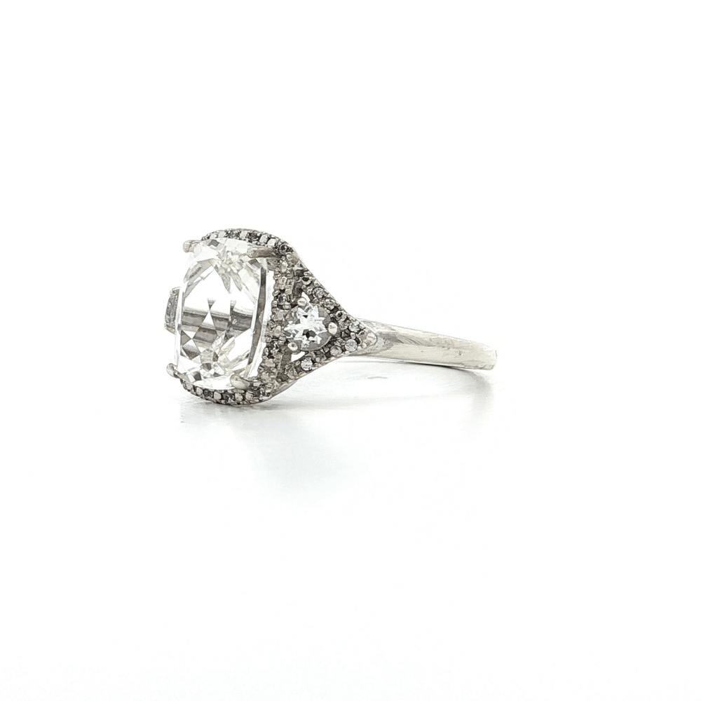 Large Cushion Cut Natural Topaz & CZ Halo Ring in Sterling Silver – Jewelry Depot, Inc.