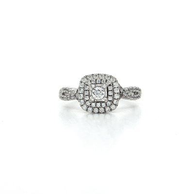 Cubic Zirconia (CZ) Double Halo Engagement Ring in Sterling Silver – Jewelry Depot, Inc.