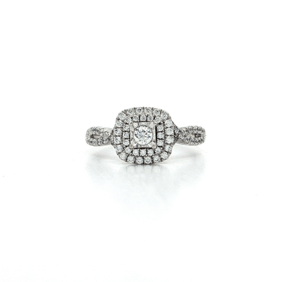 Cubic Zirconia (CZ) Double Halo Engagement Ring in Sterling Silver – Jewelry Depot, Inc.