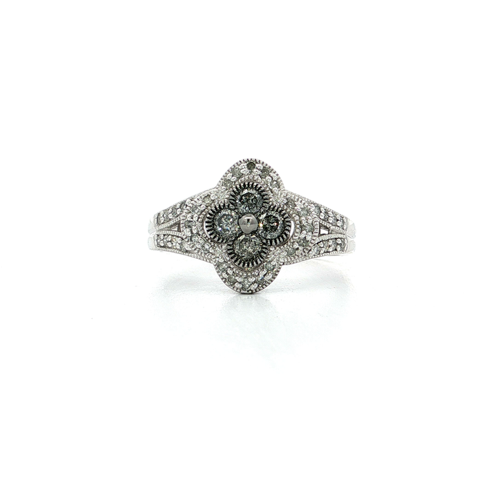 0.50 CTW Alhambra-Inspired Natural Diamond Ring in Sterling Silver