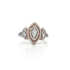 Three Stone Marquise Cut CZ Ring in Sterling Silver