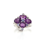 Purple & Sky Blue Split Shank CZ Ring in Sterling Silver