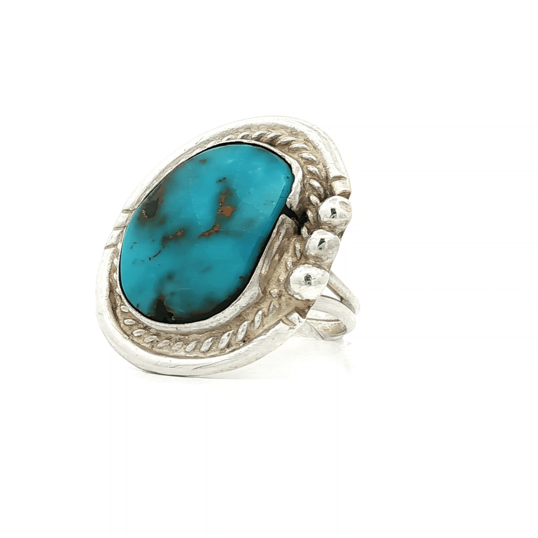 Natural AAA Grade Deep Turquoise & Sterling Silver Cocktail Ring – Jewelry Depot, Inc.