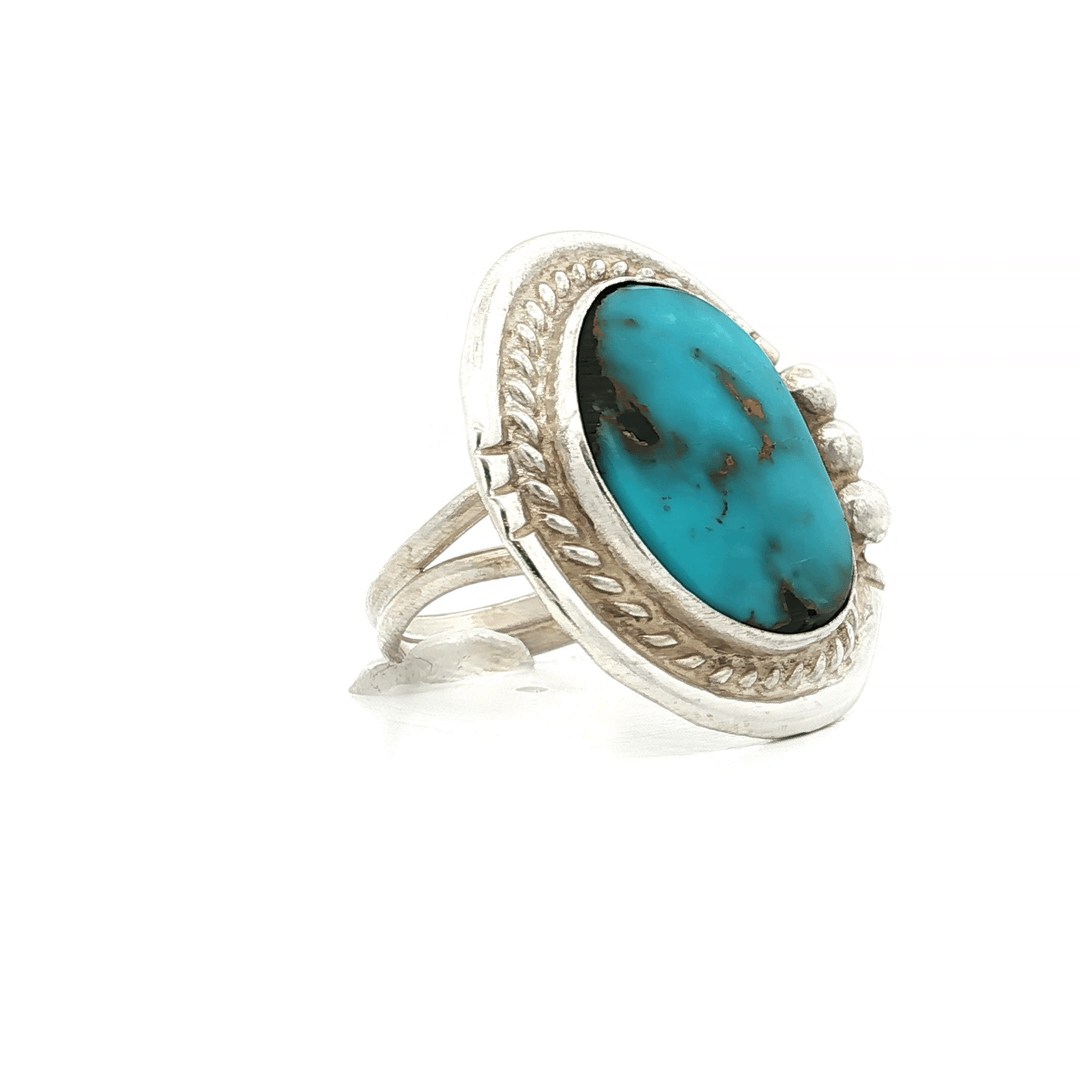 Natural AAA Grade Deep Turquoise & Sterling Silver Cocktail Ring – Jewelry Depot, Inc.