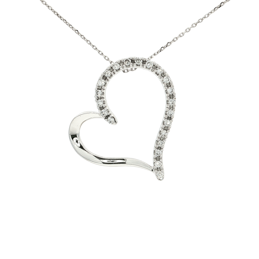 0.50 CTW Natural Round Brilliant Cut Colorless Nearly Flawless Diamonds in an Open Heart Pendant Necklace in 14kt White Gold – Jewelry Depot, Inc.