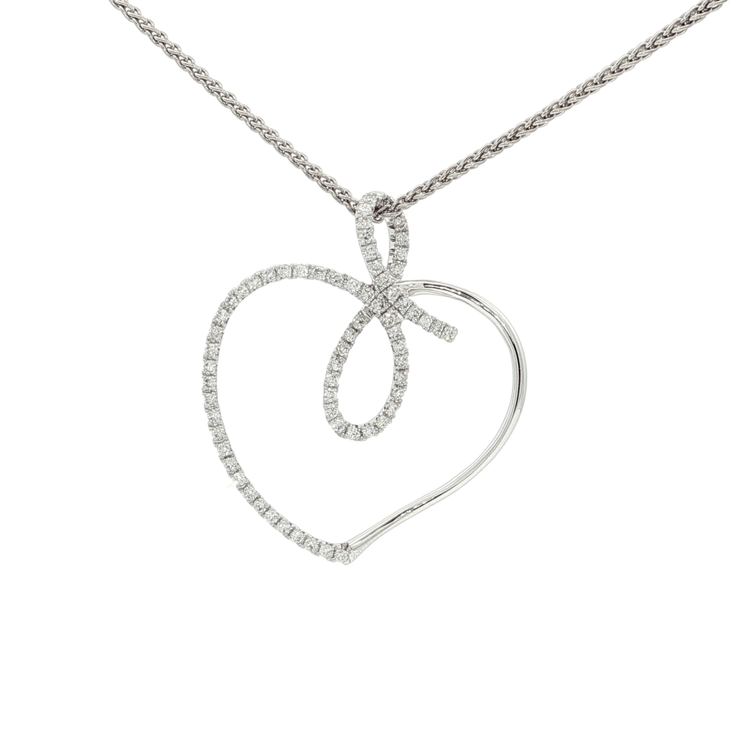 0.75 CTW Natural Round Brilliant Cut Colorless Neary Flawless Diamonds in a Looping Heart Pendant Necklace in 18kt White Gold – Jewelry Depot, Inc.