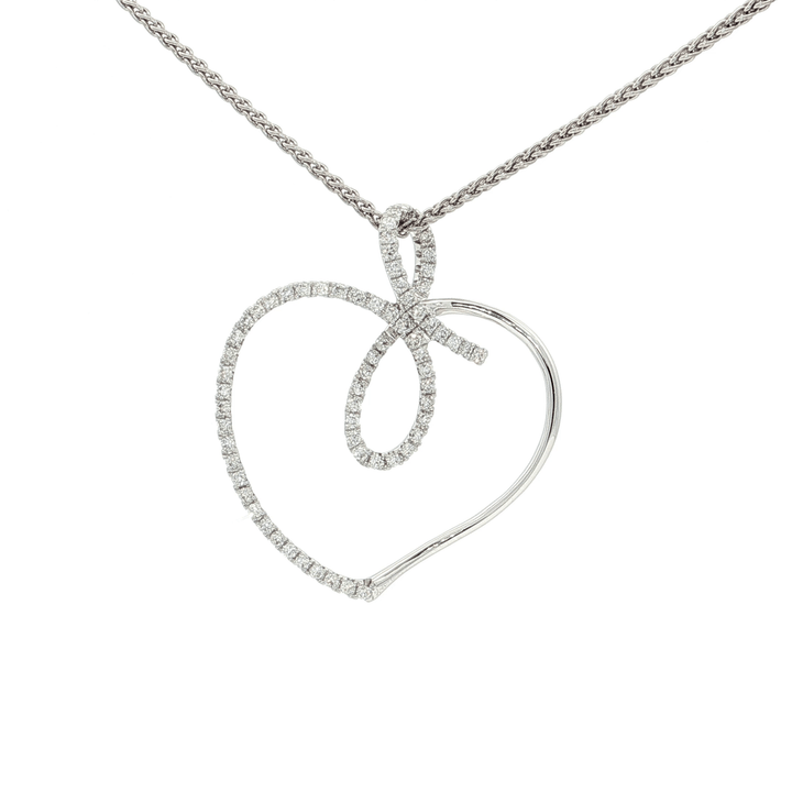 0.75 CTW Natural Round Brilliant Cut Colorless Neary Flawless Diamonds in a Looping Heart Pendant Necklace in 18kt White Gold – Jewelry Depot, Inc.