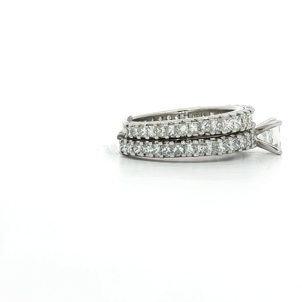 Princess-Cut Colorless Diamond Bridal Set 18k White Gold