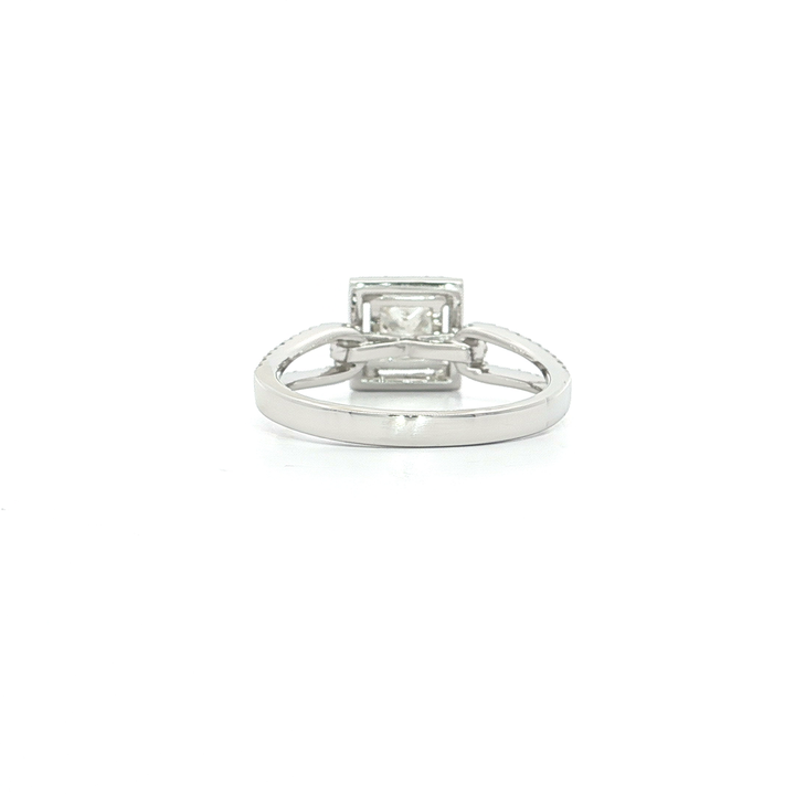 1.06 CTW EGL USA Certified Near-Colorless Princess Cut Diamond Halo Engagement Ring Set in 18kt Gold