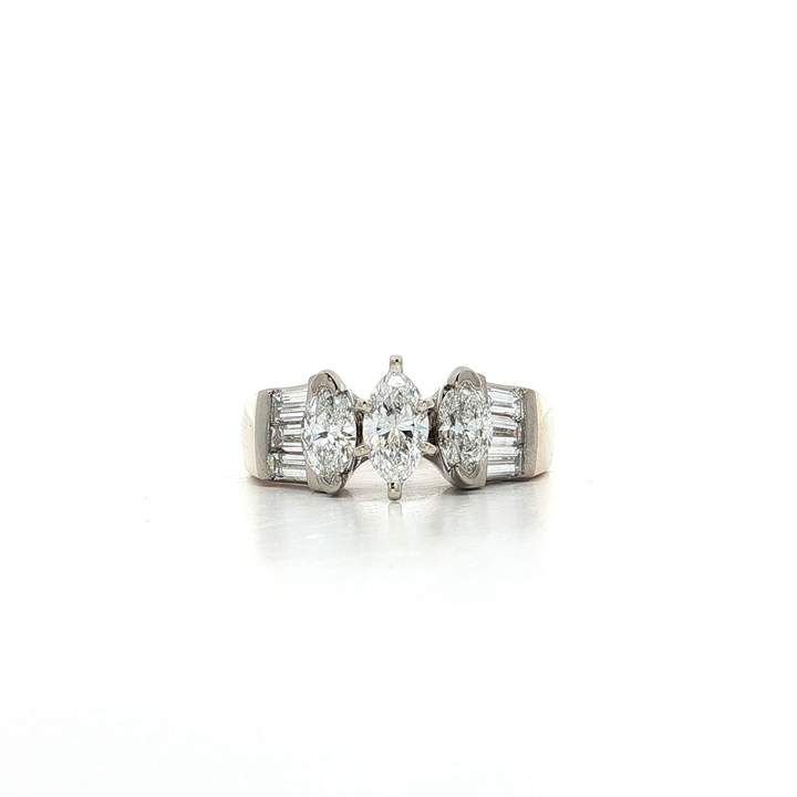 Colorless & Near Flawless Marquise Three-Stone Diamond Ring (1 ⅘ ct. tw.) in 14k Yellow and White Gold