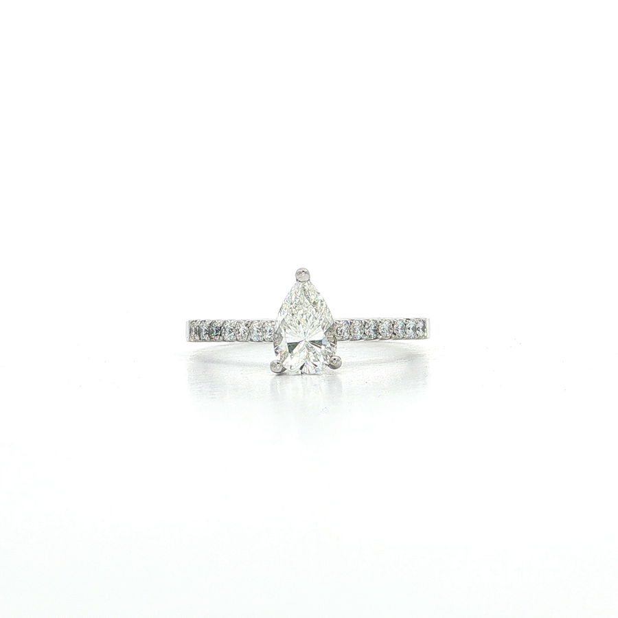 Certified Round Diamond Engagement Ring 18k White Gold