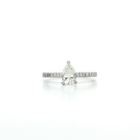 Certified Pear Brilliant Cut Near Colorless Diamond Engagement Ring (⁹⁄₁₀ ct. tw.) with Round Brilliant Cut Side Stones in 18k White Gold