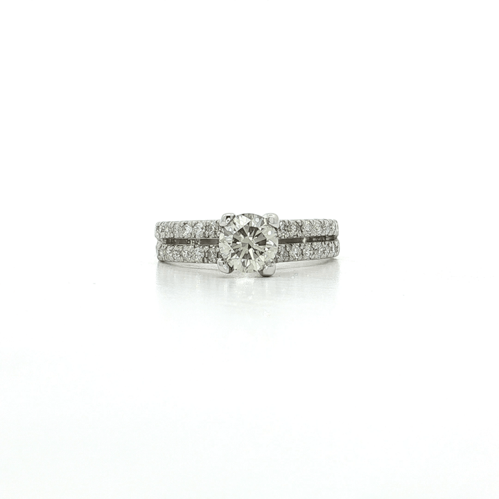 1.37 CTW Natural Round Brilliant Cut Diamond Split - Shank Engagement Ring in 14kt White Gold – Jewelry Depot, Inc.