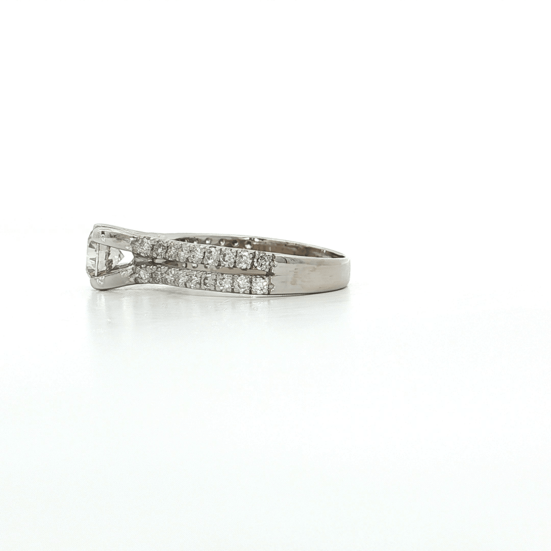 1.37 CTW Natural Round Brilliant Cut Diamond Split - Shank Engagement Ring in 14kt White Gold – Jewelry Depot, Inc.