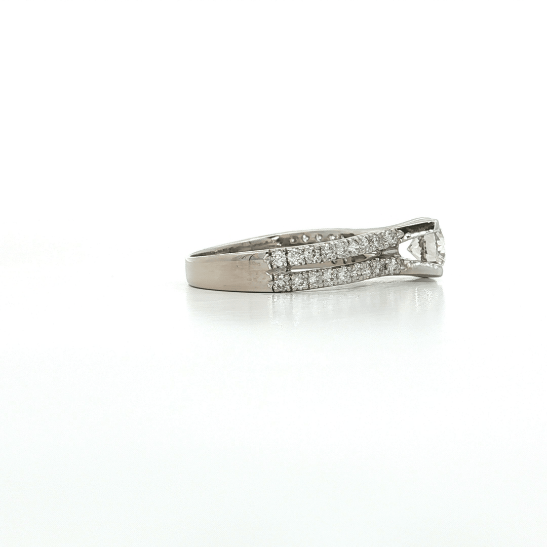 1.37 CTW Natural Round Brilliant Cut Diamond Split - Shank Engagement Ring in 14kt White Gold – Jewelry Depot, Inc.