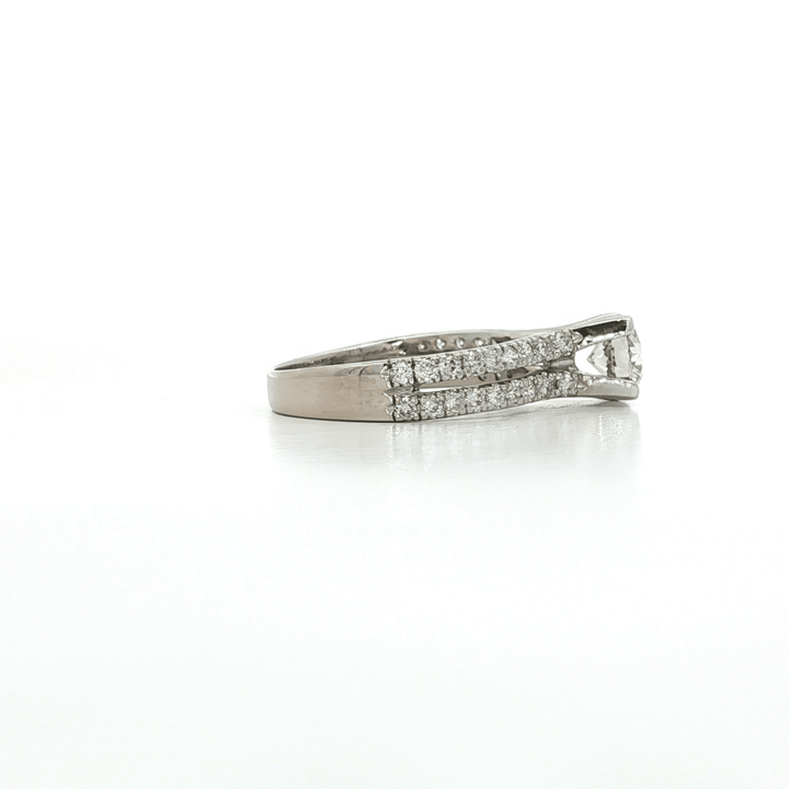 1.37 CTW Natural Round Brilliant Cut Diamond Split - Shank Engagement Ring in 14kt White Gold – Jewelry Depot, Inc.