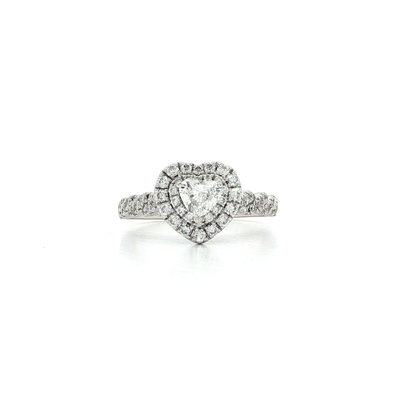 1.75 CTW Natural Heart & Round Brilliant Cut Diamond Ring with a Double Halo in 14kt White Gold – Jewelry Depot, Inc.