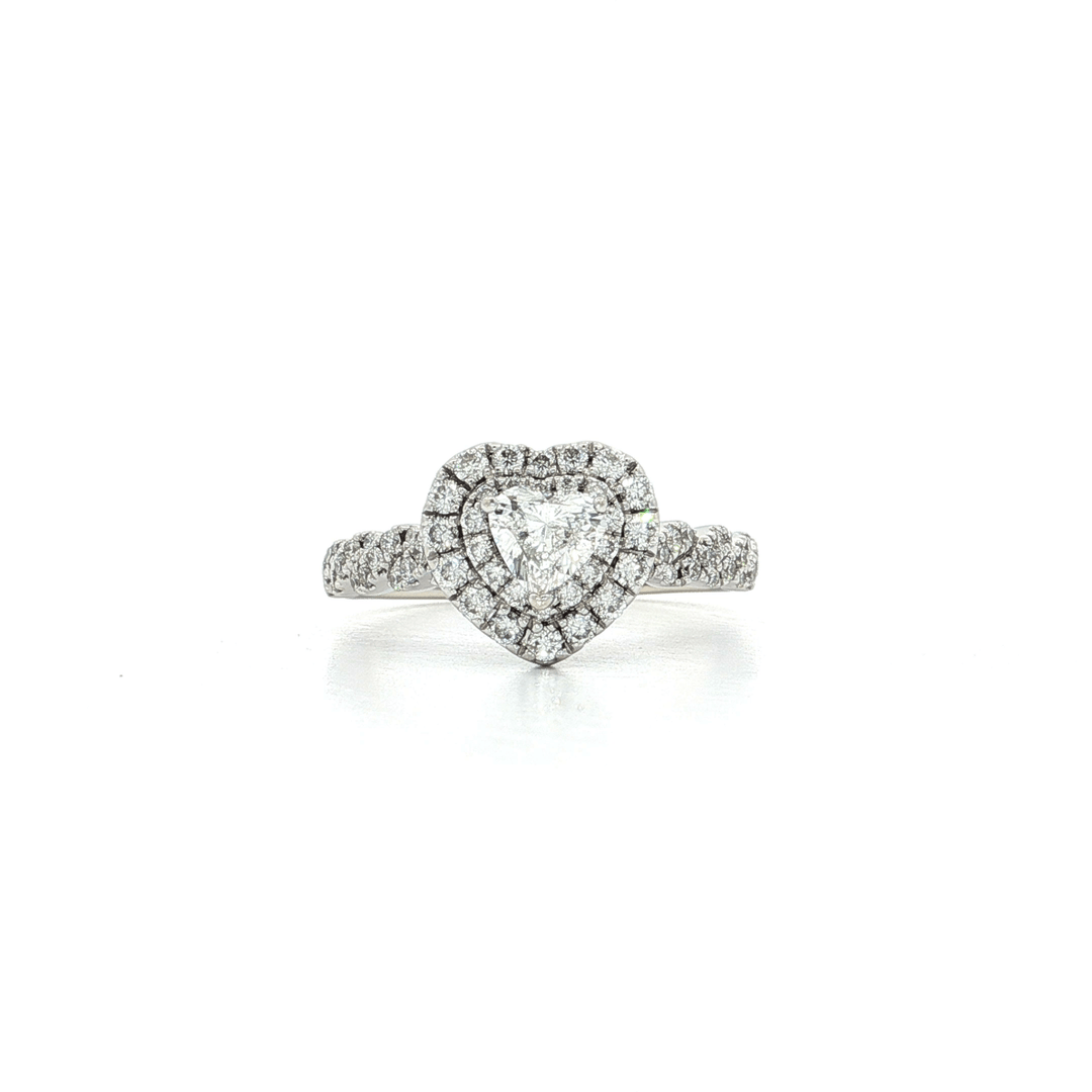 1.75 CTW Natural Heart & Round Brilliant Cut Diamond Ring with a Double Halo in 14kt White Gold – Jewelry Depot, Inc.