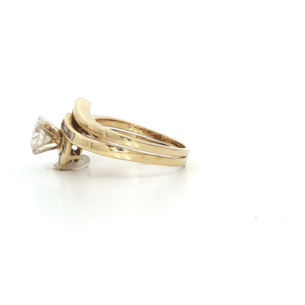 Vintage 1980s Diamond Bypass Engagement Ring 14k Yellow Gold