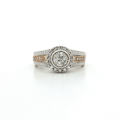 1.00 CTW Natural Round Brilliant Cut Cluster Halo Ring in 14kt Two - Tone White & Yellow Gold – Jewelry Depot, Inc.