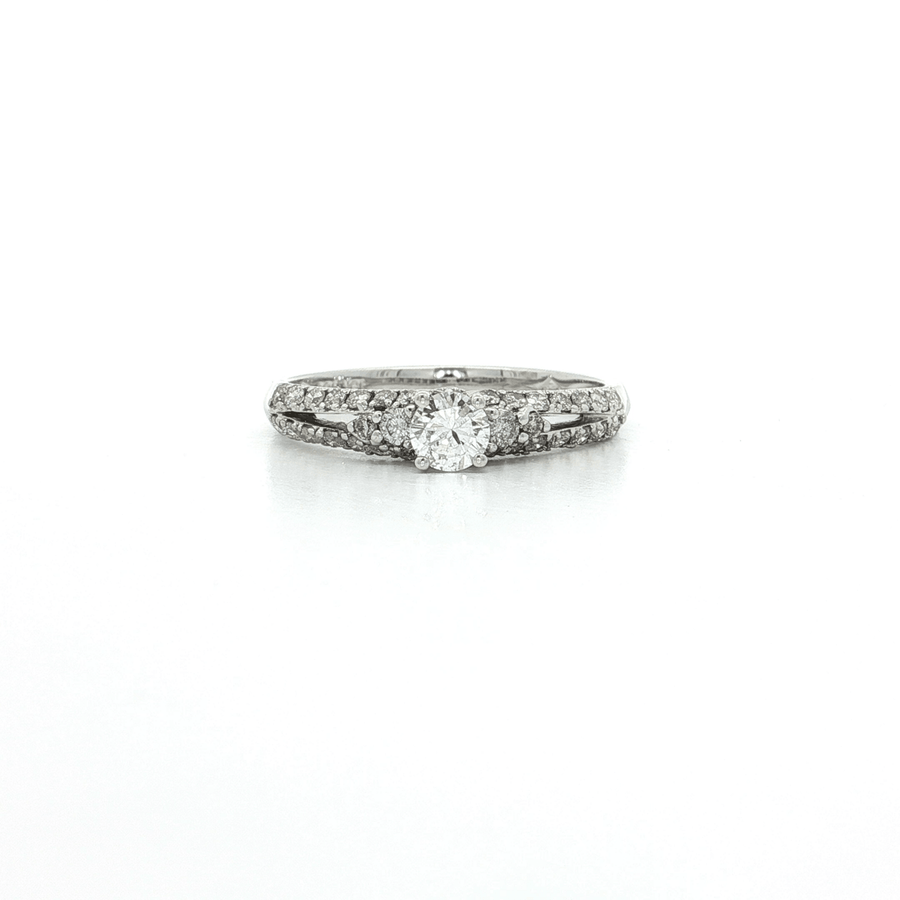 Round Brilliant Cut Diamond Engagement Ring Band (3/5 ct.) 18k White Gold with a Split Shank