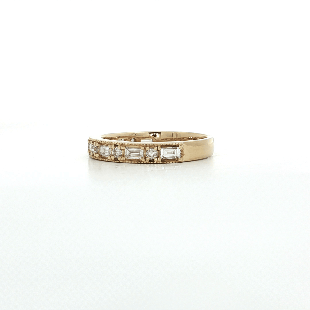 0.65 CTW Natural Diamond Wedding Band with Colorless & Nearly Flawless Round Brilliant Cut & Baguette Cut Diamonds in 14kt Yellow Gold – Jewelry Depot, Inc.