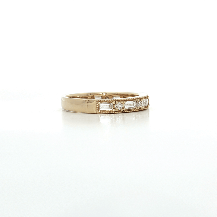 0.65 CTW Natural Diamond Wedding Band with Colorless & Nearly Flawless Round Brilliant Cut & Baguette Cut Diamonds in 14kt Yellow Gold – Jewelry Depot, Inc.