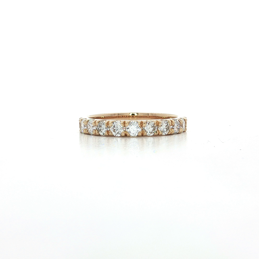 Yellow gold diamond wedding band with round brilliant cut diamonds