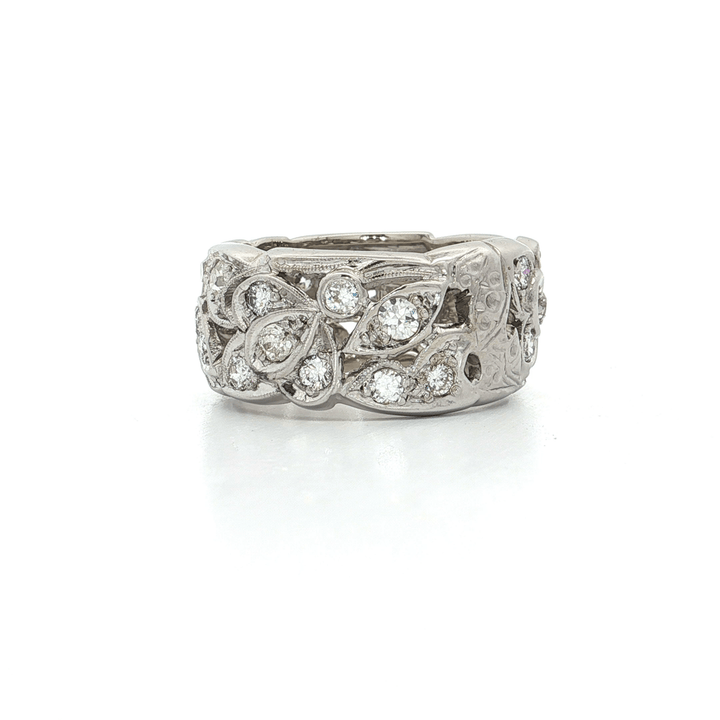 1.15 CTW Round Brilliant Cut Natural Diamond Art Deco Ring in Delicate Filigree & Fine Milgrain 14kt White Gold – Jewelry Depot, Inc.