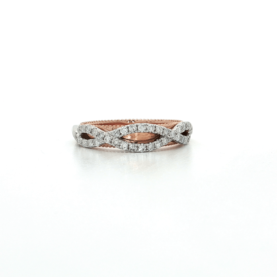 Nearly Flawless Colorless Round Brilliant Cut Diamond Infinity & Beyond Wedding Band (1/2 ct. tw.) 14k White & Rose Gold