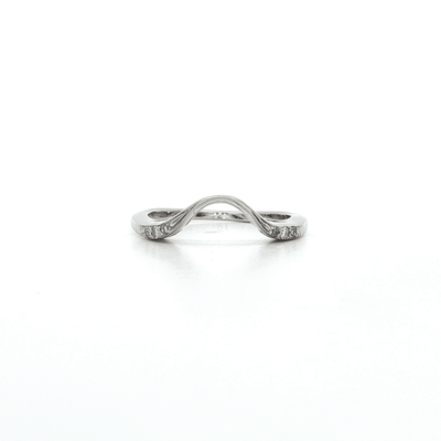 0.10 CTW Colorless Near Flawless Natural Round Brilliant Cut Diamond Curved Wedding Band Enhancer in 14kt White Gold – Jewelry Depot, Inc.