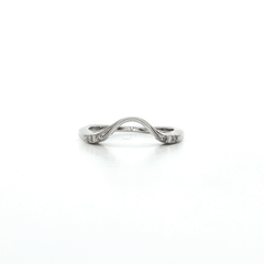Nearly Flawless Colorless Round Brilliant Cut Diamond Curved Wedding Band (⅒ ct.) Enhancer in 14k White Gold
