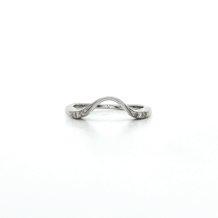 0.10 CTW Colorless Near Flawless Natural Round Brilliant Cut Diamond Curved Wedding Band Enhancer in 14kt White Gold – Jewelry Depot, Inc.